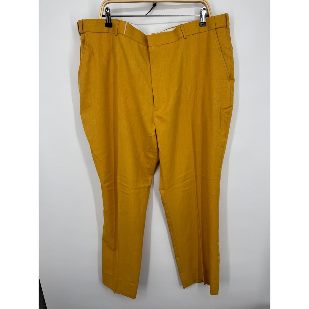 NWT Montique Dress Pant Men's 44 Yellow Pull-on Zip Fly Preppy 100% Polyester